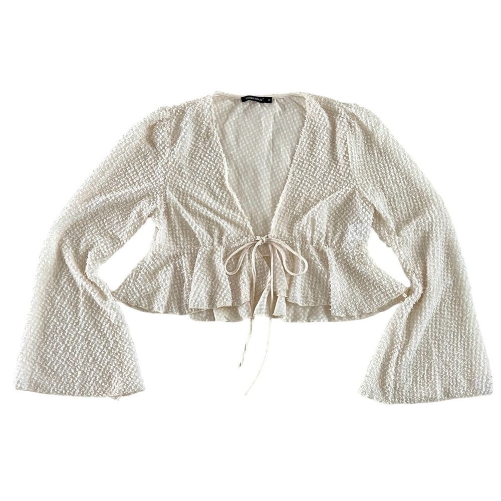 Cream Women's Sheer Tie Top